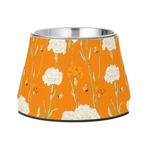 Chic Carnation Futternapf für Hunde, rutschfest, Edelstahl, Katzenfutter für kleine Haustiere, Orange von Wudan