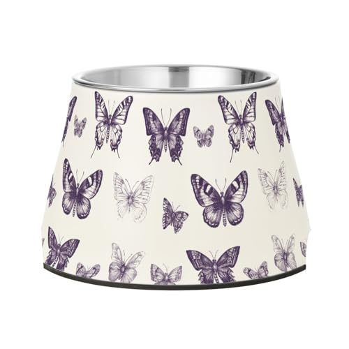 Chic Lavender weißer Futternapf für Hunde, rutschfest, Edelstahl, Katzenfutter für mittelgroße Hunde, Schnurrhaarfreundlich Chic Lavender weißer Futternapf für Hunde, rutschfest, Edelstahl, Katzenfutter für mittelgroße Hunde, Schnurrhaarfreundlich von Wudan