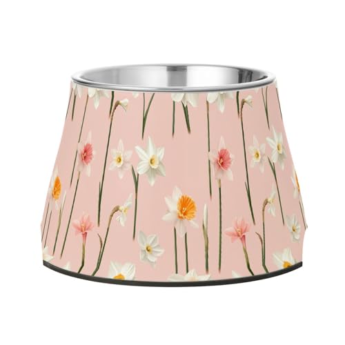 Chic Narcissus Blush Pets Wasser- und Futternapf, rutschfest, Edelstahl, für kleine Haustiere, Schnurrhaar, Müdigkeit von Wudan