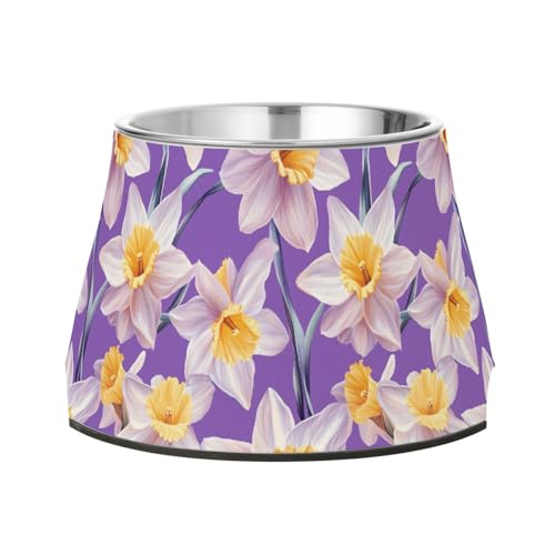 Chic Narzissen-Schüssel für Hunde, rutschfest, Edelstahl, erhöhter Katzennapf für langsames Fressen, Lila Chic Narzissen-Schüssel für Hunde, rutschfest, Edelstahl, erhöhter Katzennapf für langsames Fressen, Lila von Wudan