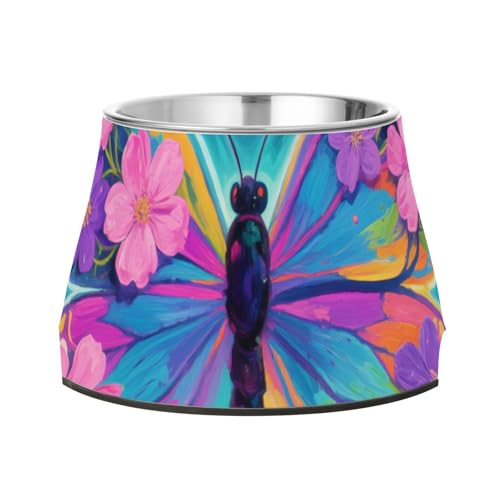 Colorful Fantasy Butterfly Haustier-Futternäpfe aus Edelstahl, Katzenfutter für kleine Hunde, langsames Fressen Colorful Fantasy Butterfly Haustier-Futternäpfe aus Edelstahl, Katzenfutter für kleine Hunde, langsames Fressen von Wudan
