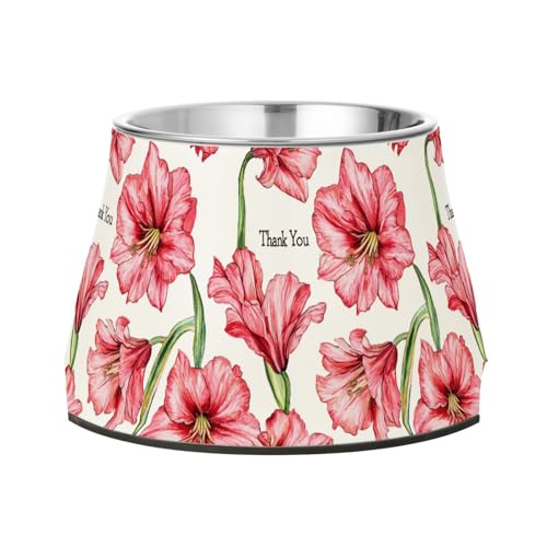 Coole Amaryllis Futternapf für Haustiere, rutschfest, Edelstahl, für Katzen, Kaninchen, Vögel, bequeme Fütterung von Wudan