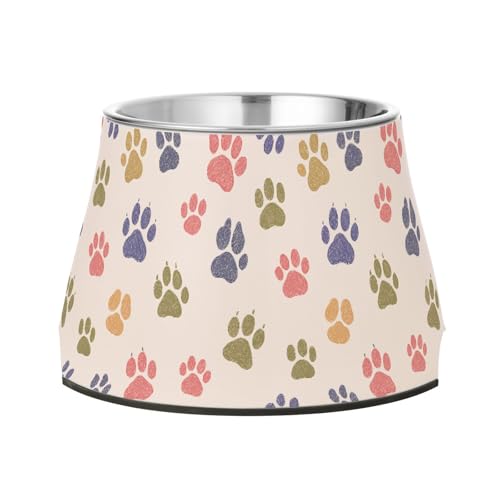 Cute Paws Wassernapf für Hunde, rutschfest, Edelstahl, erhöhter Katzennapf, um die Ermüdung von Haustieren zu lieben von Wudan