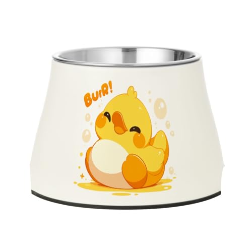 Duck Happy Pattern Futternapf für Hunde, rutschfest, Edelstahl, für kleine Haustiere, Schnurrhaar, Müdigkeit von Wudan