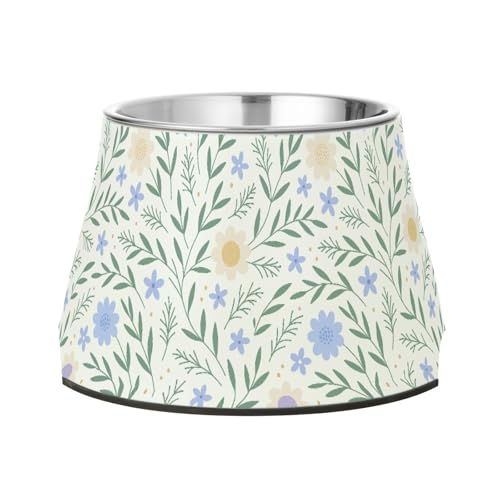 Erhöhter Wassernapf für Haustiere mit Blumenblättern, verbesserter Edelstahl-Metallnapf für langsames Füttern, Schnurrhaare von Wudan