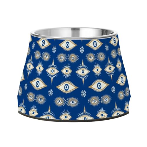 Evil Eye Magic Blue Pets Futternapf, erhöhter Edelstahl-Katzen-Futternapf für langsames Füttern von Katzen, Schnurrhaar, Entlastung Evil Eye Magic Blue Pets Futternapf, erhöhter Edelstahl-Katzen-Futternapf für langsames Füttern von Katzen, Schnurrhaar, Entlastung von Wudan