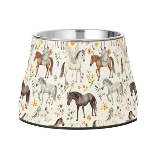 Fantasy Horse Futternapf für Haustiere, rutschfest, Edelstahl, für kleine Hunde, Schnurrhaartfreundlich von Wudan