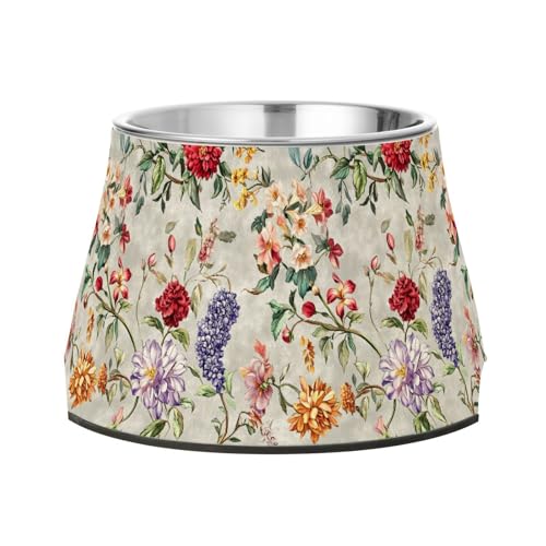 Florals Hyazinthen Dahlie grauer Futternapf für Hunde, Katzen, Kaninchen, Vögel, langsames Fressen von Wudan