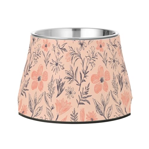 Florals Narzissen-Dahlie, Gladiolen, Rouge, Hundefutter, Wassernapf, erhöhter Edelstahl-Katzenfutter, für mittelgroße Hunde, Schnurrhaarfreundlich von Wudan