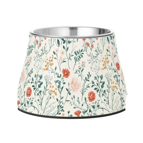 Florals Nelke, Kaktus, Thymian, weiße Wasser- und Futternäpfe für Haustiere, erhöhter Edelstahl, Katzenfutter für kleine Haustiere, bequeme Fütterung von Wudan
