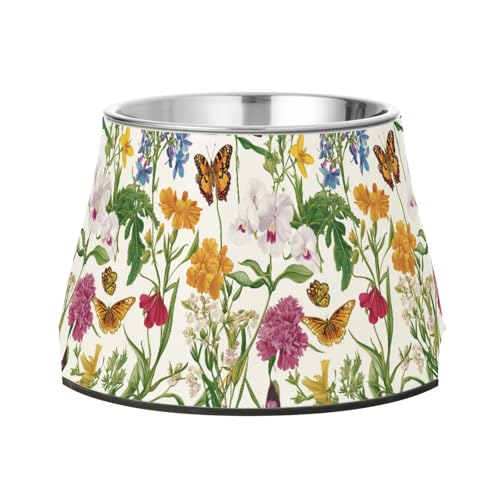 Florals Orchidee Schmetterlinge Weiße Hunde Futter Wassernapf mit Ständer Edelstahl Erhöhter Katzennapf für kleine Hunde langsames Fressen Florals Orchidee Schmetterlinge Weiße Hunde Futter Wassernapf mit Ständer Edelstahl Erhöhter Katzennapf für kleine Hunde langsames Fressen von Wudan