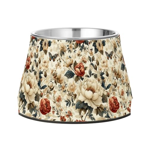 Florals Peonies Gardenia Butterflies Neutral Dogs Water Bowl Elevated Stainless Steel Pets Bowl Stand for Slow Feed Cats Slow Down Eating Florals Peonies Gardenia Butterflies Neutral Dogs Water Bowl Elevated Stainless Steel Pets Bowl Stand for Slow Feed Cats Slow Down Eating von Wudan