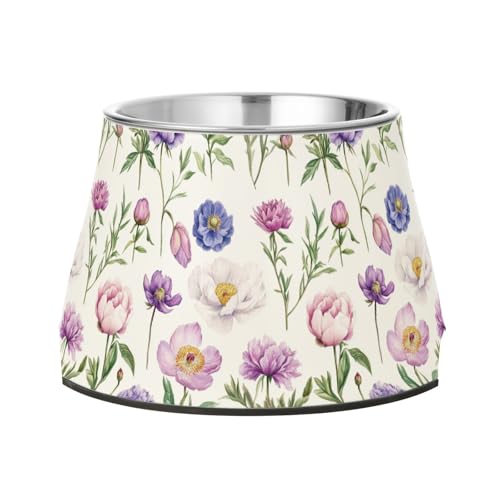 Florals Violet Peonies Wassernapf für Haustiere, erhöhter Edelstahl-Katzenfutter für kleine Haustiere, Weiß Florals Violet Peonies Wassernapf für Haustiere, erhöhter Edelstahl-Katzenfutter für kleine Haustiere, Weiß von Wudan
