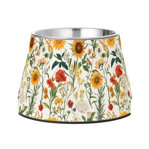 Florals Wasser- und Futternapf für Haustiere, Sonnenblumen-Rosmarin, rutschfest, Edelstahl, für kleine Haustiere, bequeme Fütterung Florals Wasser- und Futternapf für Haustiere, Sonnenblumen-Rosmarin, rutschfest, Edelstahl, für kleine Haustiere, bequeme Fütterung von Wudan