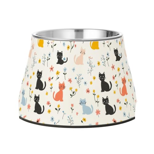 Fressnapf für Haustiere, Cartoon-Motiv, niedlich, Katze, erhöht, rutschfest, Edelstahl, für kleine Haustiere geeignet, Weiß Fressnapf für Haustiere, Cartoon-Motiv, niedlich, Katze, erhöht, rutschfest, Edelstahl, für kleine Haustiere geeignet, Weiß von Wudan
