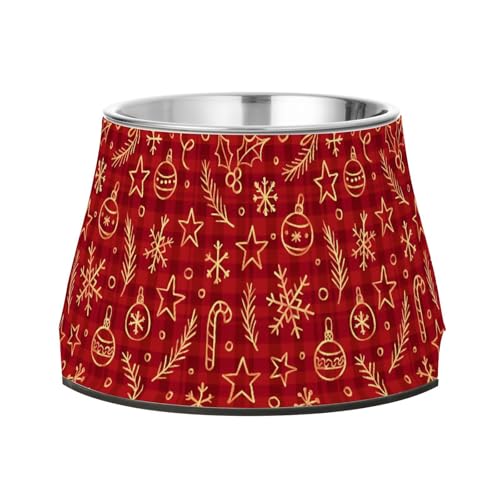 Fressnapf für Haustiere, Weihnachten, mit Ständer, Edelstahl, für kleine Hunde, Schnurrhaar, Müdigkeit von Wudan