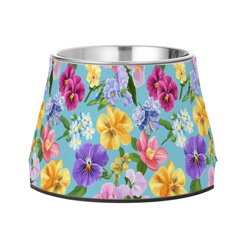 Fressnapf für Hunde, Orchidee, Stiefmütterchen, Hyazinthen, Blau, verbesserter Edelstahl, für langsames Füttern, Katzen, Schnurrhaar, Linderung Fressnapf für Hunde, Orchidee, Stiefmütterchen, Hyazinthen, Blau, verbesserter Edelstahl, für langsames Füttern, Katzen, Schnurrhaar, Linderung von Wudan