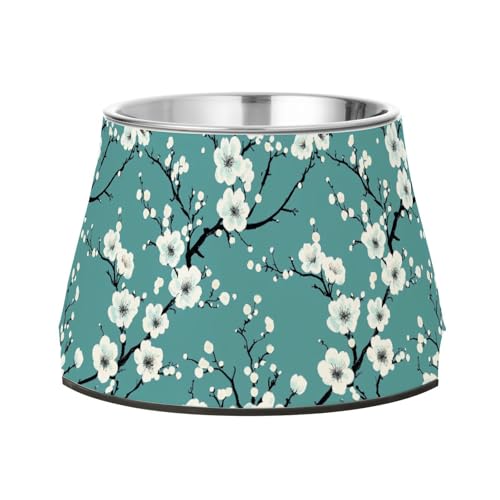 Fressnapf für Hunde, Vintage-Stil, Kirschblumen, rutschfest, Edelstahl, für mittelgroße Hunde Fressnapf für Hunde, Vintage-Stil, Kirschblumen, rutschfest, Edelstahl, für mittelgroße Hunde von Wudan