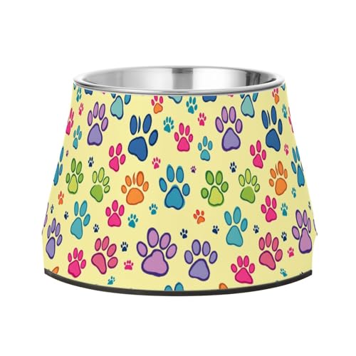 Fressnapf für Hunde, bunt, Pfotenform, rutschfest, Edelstahl, für kleine Haustiere, mit Schnurrhaar, Gelb Fressnapf für Hunde, bunt, Pfotenform, rutschfest, Edelstahl, für kleine Haustiere, mit Schnurrhaar, Gelb von Wudan