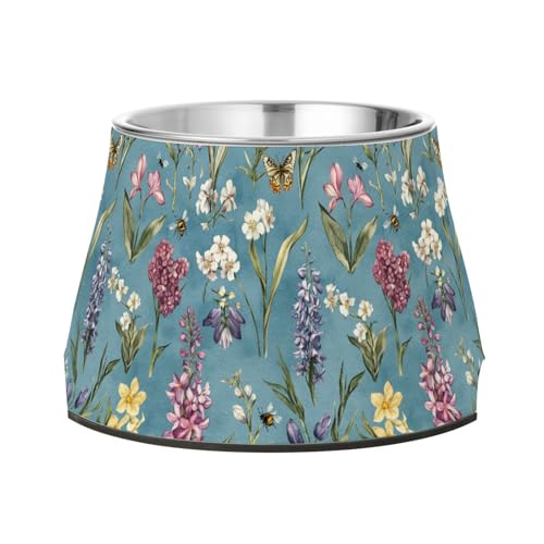 Fressnapf mit Blumen, Hyazinthen, Schmetterlinge, Blau, für Haustiere, verbesserter Edelstahl, für kleine Haustiere, Schnurrhaar, Müdigkeit Fressnapf mit Blumen, Hyazinthen, Schmetterlinge, Blau, für Haustiere, verbesserter Edelstahl, für kleine Haustiere, Schnurrhaar, Müdigkeit von Wudan