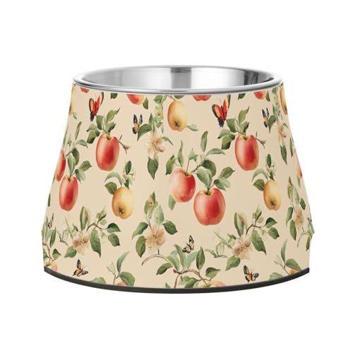 Frisches Äpfel, Obst-Futternapf, rutschfest, Edelstahl, erhöhter Katzennapf für Hunde, Katzen, Kaninchen, Vögel, Schnurrhaar, Beige von Wudan