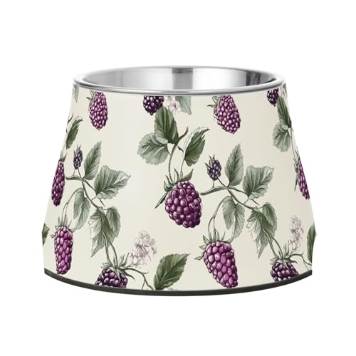 Frisches Dewberry Fruit Silver Hundefutter, Wassernapf, rutschfest, Edelstahl, für mittelgroße Hunde, Schnurrhaar, Entlastung von Wudan