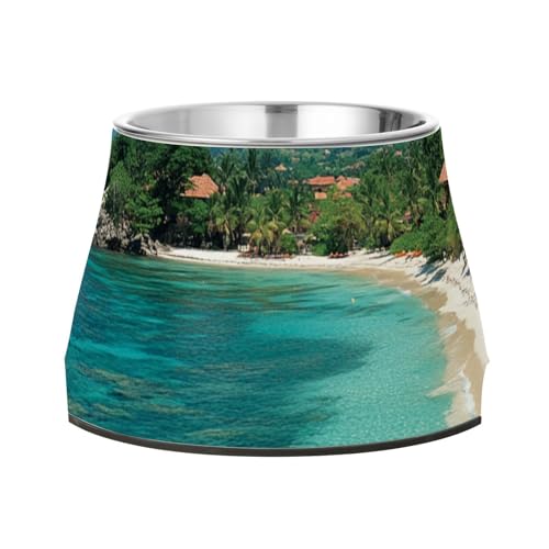Futternäpfe für Haustiere mit Strand-Sommer-Thema, rutschfest, Edelstahl, Metall, Haustiernäpfe für langsames Füttern, Katzen Futternäpfe für Haustiere mit Strand-Sommer-Thema, rutschfest, Edelstahl, Metall, Haustiernäpfe für langsames Füttern, Katzen von Wudan