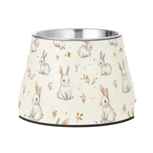 Futternäpfe für Hunde, Cartoon-Motiv, süßes Kaninchen, weiße Hunde, mit Ständer, Edelstahl, Katzenfutterschalen für mittelgroße Hunde, Schnurrhaarfreundlich Futternäpfe für Hunde, Cartoon-Motiv, süßes Kaninchen, weiße Hunde, mit Ständer, Edelstahl, Katzenfutterschalen für mittelgroße Hunde, Schnurrhaarfreundlich von Wudan
