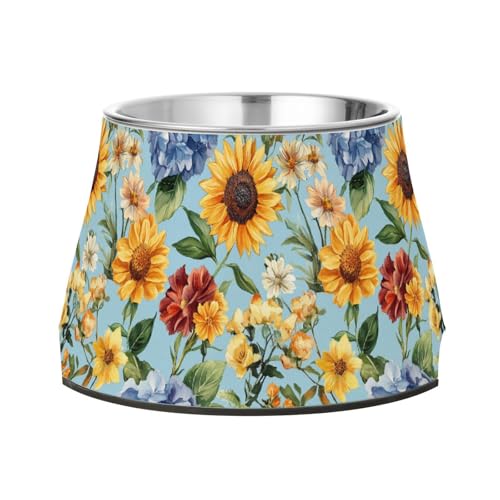 Futternäpfe für Hunde, Motiv: Herbstblumen, Sonnenblume, rutschfest, Edelstahl, Katzenfutter für kleine Haustiere Futternäpfe für Hunde, Motiv: Herbstblumen, Sonnenblume, rutschfest, Edelstahl, Katzenfutter für kleine Haustiere von Wudan
