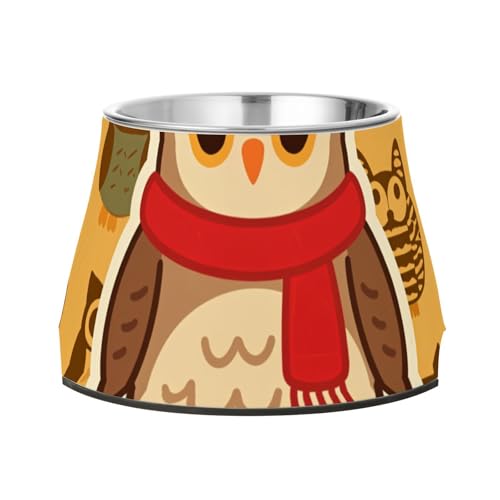 Futternäpfe mit Eulenmuster, mit Ständer, Edelstahl, Katzenfutterschalen für langsames Füttern, Katzen, langsames Fressen Futternäpfe mit Eulenmuster, mit Ständer, Edelstahl, Katzenfutterschalen für langsames Füttern, Katzen, langsames Fressen von Wudan