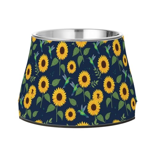 Futternäpfe mit Sonnenblumen, Vögel, rutschfest, Edelstahl, für kleine Hunde, langsames Fressen von Wudan