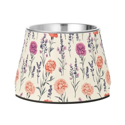 Futternapf, Motiv: Blumen, Nelke, Lavendel, Weiß, erhöhter Futternapf, rutschfest, Edelstahl, für Hunde, Katzen, Kaninchen, Vögel, Schnurrhaare Futternapf, Motiv: Blumen, Nelke, Lavendel, Weiß, erhöhter Futternapf, rutschfest, Edelstahl, für Hunde, Katzen, Kaninchen, Vögel, Schnurrhaare von Wudan