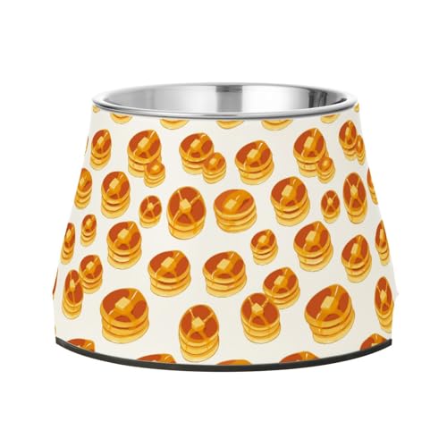 Futternapf für Haustiere, Cartoon-Pfannkuchen mit Ahornsirup, rutschfest, Edelstahl, für bequemes Füttern von Haustieren Futternapf für Haustiere, Cartoon-Pfannkuchen mit Ahornsirup, rutschfest, Edelstahl, für bequemes Füttern von Haustieren von Wudan