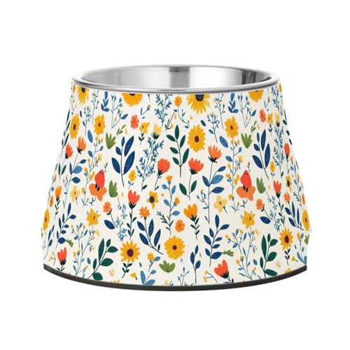 Futternapf für Haustiere, Motiv: Blumen, Sonnenblume, Kornblumen, Vögel, weiß, rutschfest, Edelstahl, für kleine Haustiere, langsames Fressen Futternapf für Haustiere, Motiv: Blumen, Sonnenblume, Kornblumen, Vögel, weiß, rutschfest, Edelstahl, für kleine Haustiere, langsames Fressen von Wudan