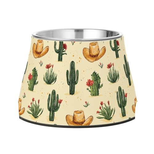 Futternapf für Haustiere, Motiv: Western-Boho, Kaktus, gelb, erhöht, rutschfest, Edelstahl, für Hunde, Katzen, Kaninchen, Vögel, Schnurrhaare Futternapf für Haustiere, Motiv: Western-Boho, Kaktus, gelb, erhöht, rutschfest, Edelstahl, für Hunde, Katzen, Kaninchen, Vögel, Schnurrhaare von Wudan