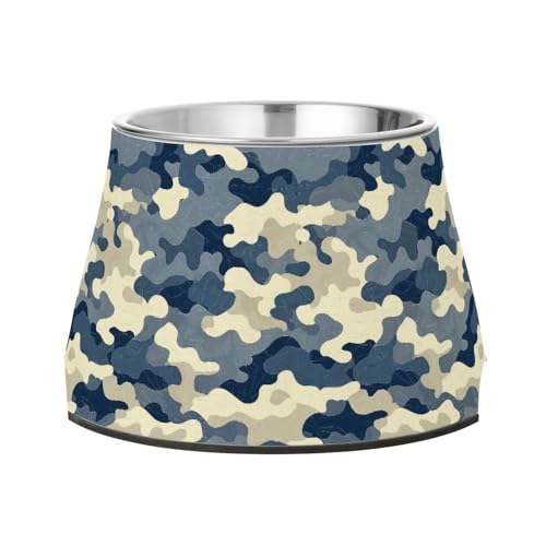 Futternapf für Haustiere, erhöhter Futternapf, Edelstahl, für kleine Haustiere, Tarnmuster, Grau / Beige Futternapf für Haustiere, erhöhter Futternapf, Edelstahl, für kleine Haustiere, Tarnmuster, Grau / Beige von Wudan