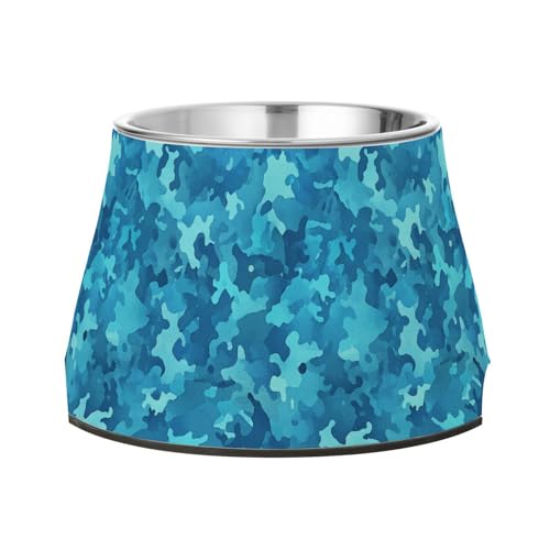 Futternapf für Haustiere, mit Ständer, Edelstahl, für Hunde, Katzen, Kaninchen, Vögel, Schnurrhaar, Dunkelblau, Camouflage von Wudan