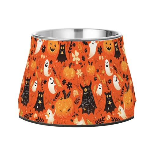 Futternapf für Hunde, Boho, Halloween, Blumenmuster, Kürbis, Geister, verbesserter Edelstahl, für langsames Füttern, für Katzen, Schnurrhaare Futternapf für Hunde, Boho, Halloween, Blumenmuster, Kürbis, Geister, verbesserter Edelstahl, für langsames Füttern, für Katzen, Schnurrhaare von Wudan