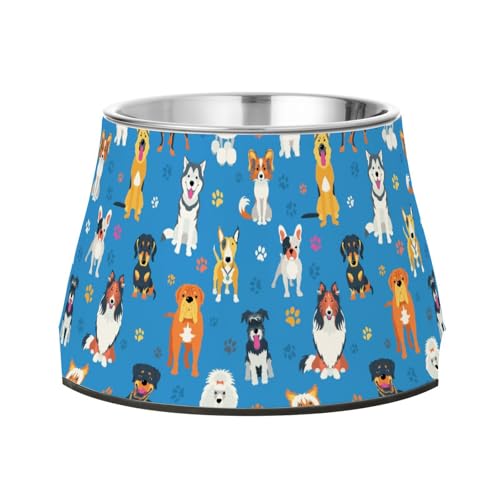 Futternapf für Hunde, Cartoon-Hunde, rutschfest, Edelstahl, Metall, für Hunde, Katzen, Kaninchen, Vögel, Schnurrhaar, Entlastung von Wudan