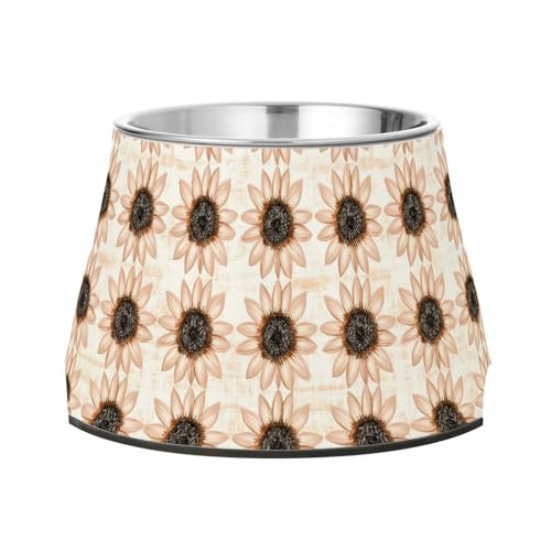 Futternapf für Hunde, Katzen, Kaninchen, Vögel, Cartoon-Sonnenblumen-Motiv, rutschfest, Edelstahl, für Katzen, Kaninchen, Vögel, Schnurrhaare von Wudan