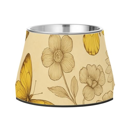 Futternapf für Hunde / Katzen / Kaninchen / Vögel / Schnurrhaar, Retro-Design, Edelstahl, mit Schmetterlings-Motiv, für Katzen und Vögel Futternapf für Hunde / Katzen / Kaninchen / Vögel / Schnurrhaar, Retro-Design, Edelstahl, mit Schmetterlings-Motiv, für Katzen und Vögel von Wudan