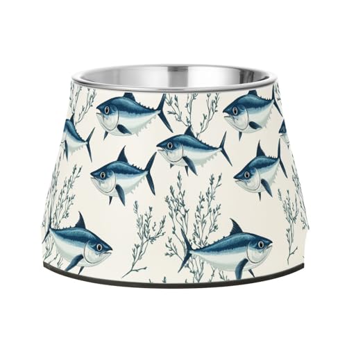 Futternapf für mittelgroße Hunde, Cartoon-Motiv Blauflossen, Thunfisch, Weiß, erhöhter Edelstahl-Schüssel für mittelgroße Hunde Futternapf für mittelgroße Hunde, Cartoon-Motiv Blauflossen, Thunfisch, Weiß, erhöhter Edelstahl-Schüssel für mittelgroße Hunde von Wudan