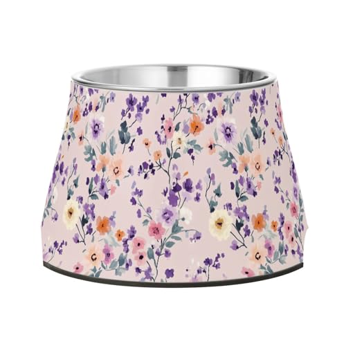 Futternapf mit Cartoon-Blumen, rutschfest, Edelstahl, Metall, für Hunde, Katzen, Kaninchen, Vögel, Schnurrhaare von Wudan