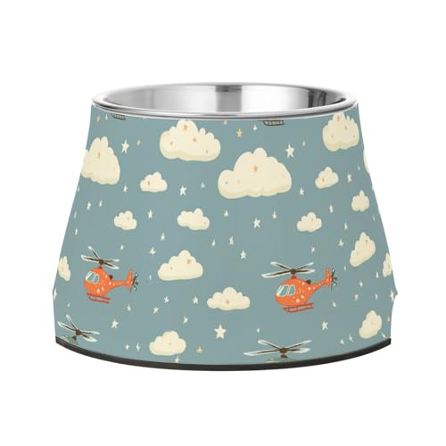 Futternapf mit Hubschraubersternen, Wolke, für Hunde, rutschfest, Edelstahl, für Hunde, Katzen, Kaninchen, Vögel, bequemes Füttern Futternapf mit Hubschraubersternen, Wolke, für Hunde, rutschfest, Edelstahl, für Hunde, Katzen, Kaninchen, Vögel, bequemes Füttern von Wudan