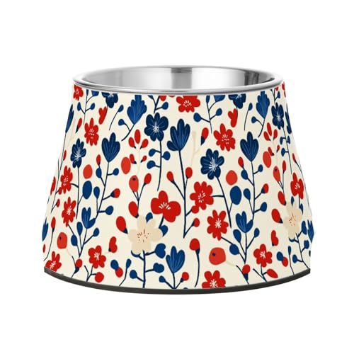 Futternapf mit Retro-Blumen und Mohnblumen, rutschfest, Edelstahl, für Hunde, Katzen, Kaninchen, Vögel, Schnurrhaar, Linderung Futternapf mit Retro-Blumen und Mohnblumen, rutschfest, Edelstahl, für Hunde, Katzen, Kaninchen, Vögel, Schnurrhaar, Linderung von Wudan