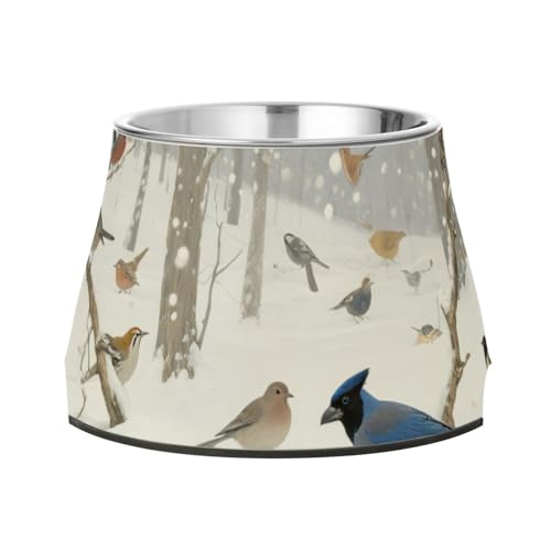 Futternapf mit Vögeln in verschneiten Hunden, rutschfest, Edelstahl, für kleine Haustiere Futternapf mit Vögeln in verschneiten Hunden, rutschfest, Edelstahl, für kleine Haustiere von Wudan
