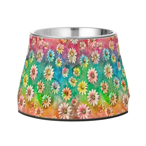 Glitzernde bunte Gänseblümchen auf Regenbogennäpfen für Hunde, verbesserter Edelstahl-Wassernapf für kleine Hunde Glitzernde bunte Gänseblümchen auf Regenbogennäpfen für Hunde, verbesserter Edelstahl-Wassernapf für kleine Hunde von Wudan