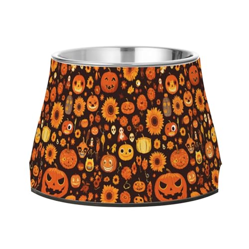 Groovy Futternapf für Haustiere, Motiv: Halloween-Sonnenblumen, Kürbis, rutschfest, Edelstahl, Katzenfutter für kleine Hunde, langsames Fressen Groovy Futternapf für Haustiere, Motiv: Halloween-Sonnenblumen, Kürbis, rutschfest, Edelstahl, Katzenfutter für kleine Hunde, langsames Fressen von Wudan