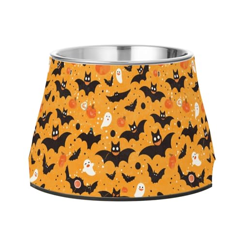 Halloween Dots Fledermäuse Kürbisnäpfe für Haustiere, rutschfest, Edelstahl, Haustier-Futternapf für geliebte Haustiere Halloween Dots Fledermäuse Kürbisnäpfe für Haustiere, rutschfest, Edelstahl, Haustier-Futternapf für geliebte Haustiere von Wudan