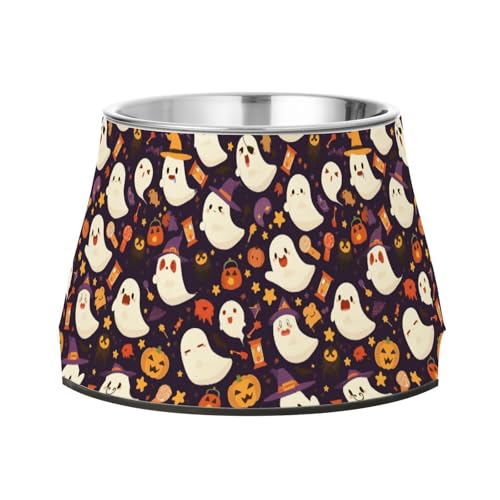 Halloween Ghosts Stars Dogs Water Bowl with Stand Stainless Steel Pets Water Bowls for Small Dogs Whisker Fatigue von Wudan